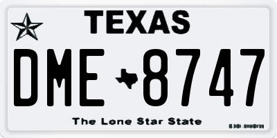 TX license plate DME8747