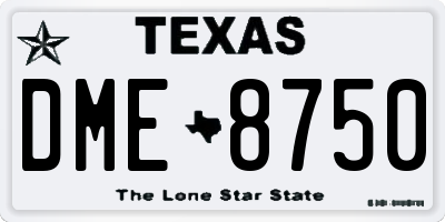 TX license plate DME8750