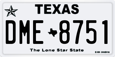 TX license plate DME8751