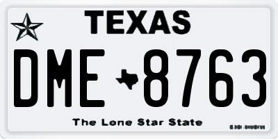 TX license plate DME8763