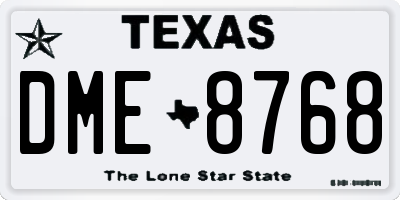 TX license plate DME8768