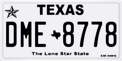 TX license plate DME8778