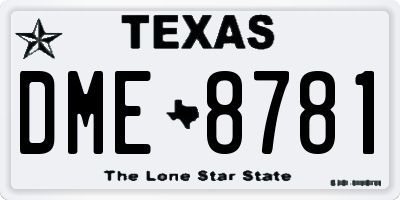 TX license plate DME8781