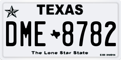 TX license plate DME8782