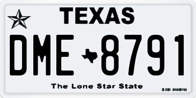 TX license plate DME8791