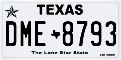 TX license plate DME8793