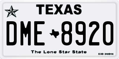 TX license plate DME8920