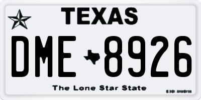 TX license plate DME8926