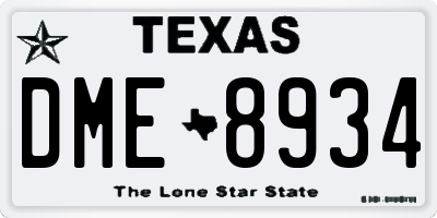 TX license plate DME8934