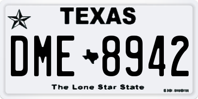TX license plate DME8942