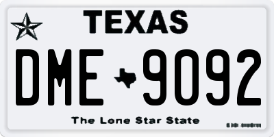 TX license plate DME9092