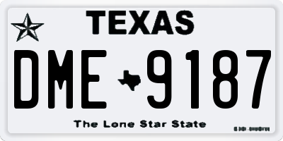TX license plate DME9187