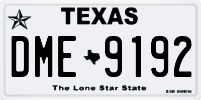 TX license plate DME9192