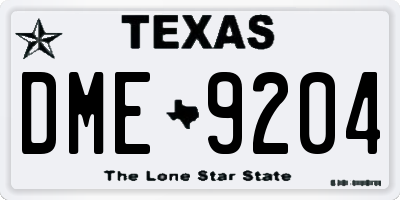 TX license plate DME9204