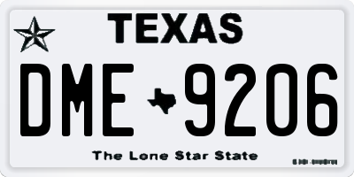 TX license plate DME9206