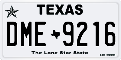 TX license plate DME9216