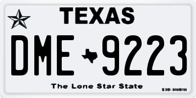 TX license plate DME9223