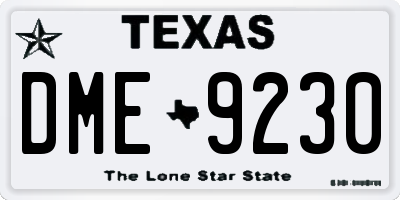 TX license plate DME9230