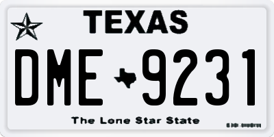 TX license plate DME9231