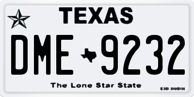 TX license plate DME9232