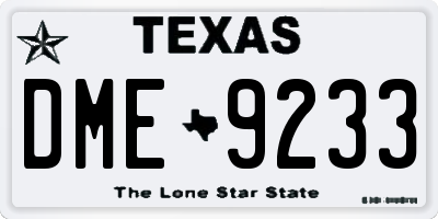 TX license plate DME9233