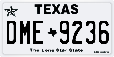 TX license plate DME9236