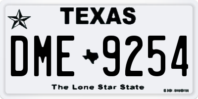 TX license plate DME9254