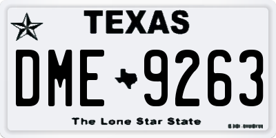 TX license plate DME9263