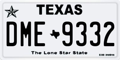 TX license plate DME9332