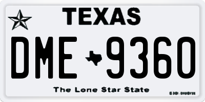 TX license plate DME9360