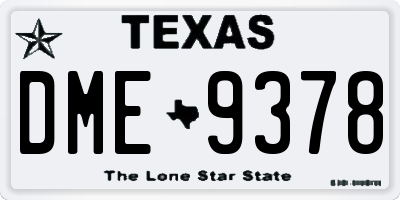 TX license plate DME9378