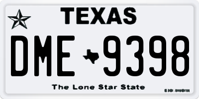 TX license plate DME9398