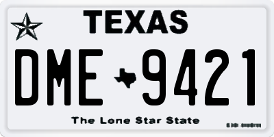 TX license plate DME9421