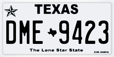 TX license plate DME9423