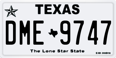TX license plate DME9747