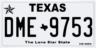 TX license plate DME9753