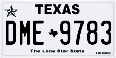 TX license plate DME9783