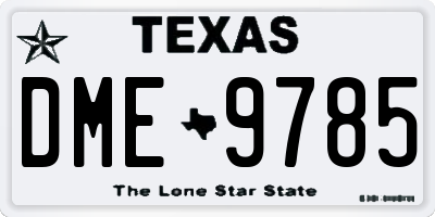 TX license plate DME9785