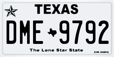 TX license plate DME9792