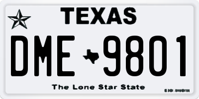TX license plate DME9801