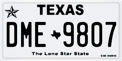 TX license plate DME9807
