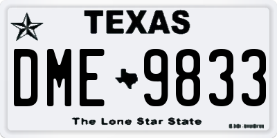 TX license plate DME9833