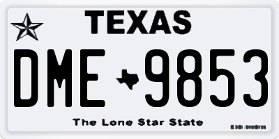 TX license plate DME9853