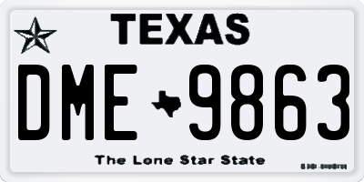 TX license plate DME9863