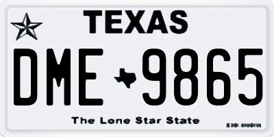 TX license plate DME9865