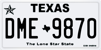 TX license plate DME9870