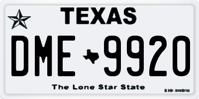 TX license plate DME9920