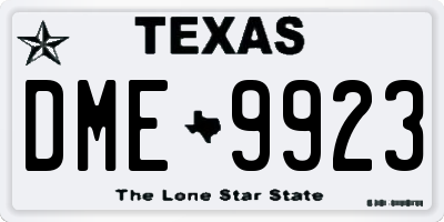 TX license plate DME9923