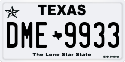 TX license plate DME9933