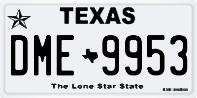 TX license plate DME9953